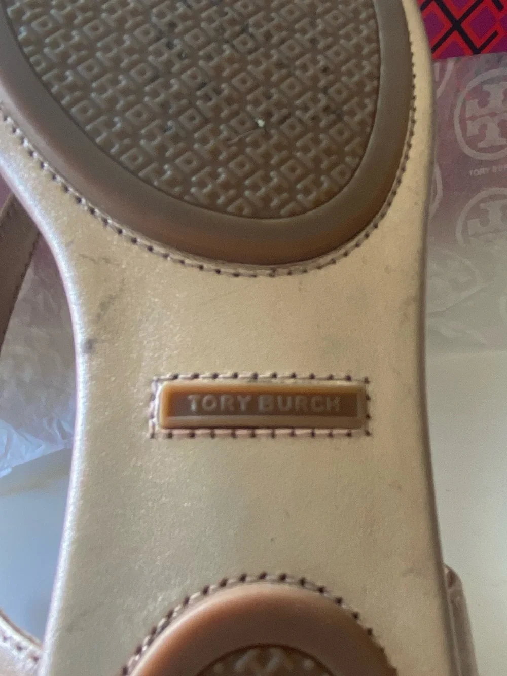 Tory Burch Rose Gold Minnie Sandals